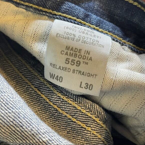 Size 34W 30L Levis Relaxed Straight Fit 559 Stone Washed Blue Denim Jeans - Picture 2 of 6